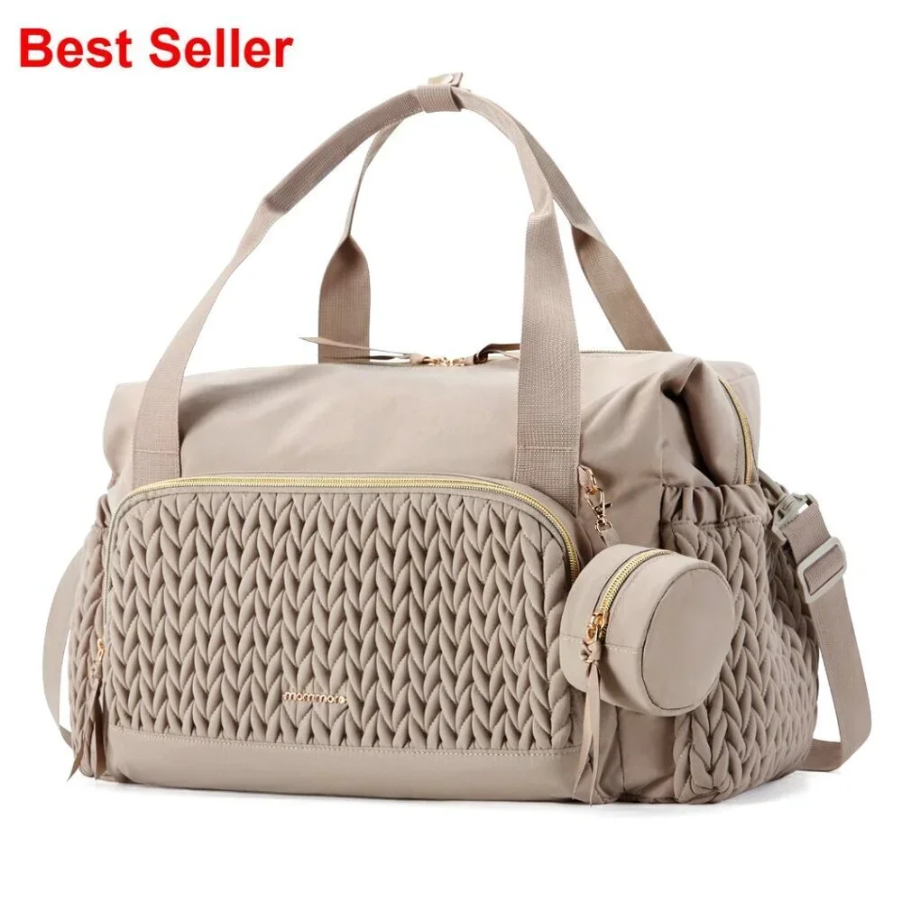 Large Capacity Diaper Tote Bag with Insulated Pockets and Changing Pad